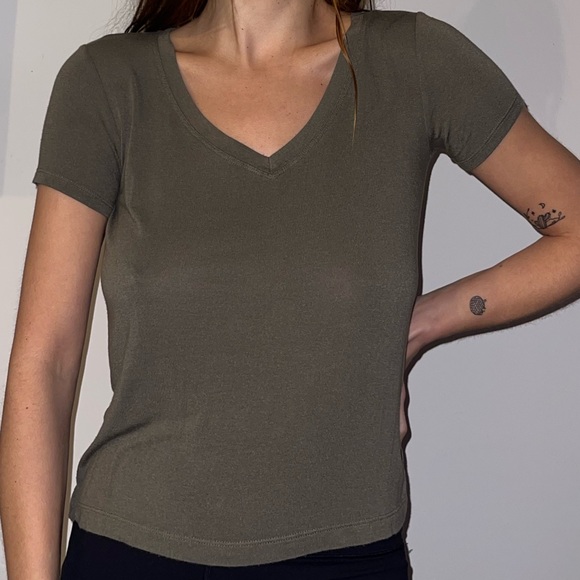 Green V-Neck T-Shirt - Picture 1 of 3